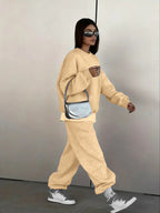 Women's Two-Piece Set Round Neck Sweatshirt and Loose Jogger Pants, Street Hip-Hop Casual Sporty, Fall & Winter Fashion