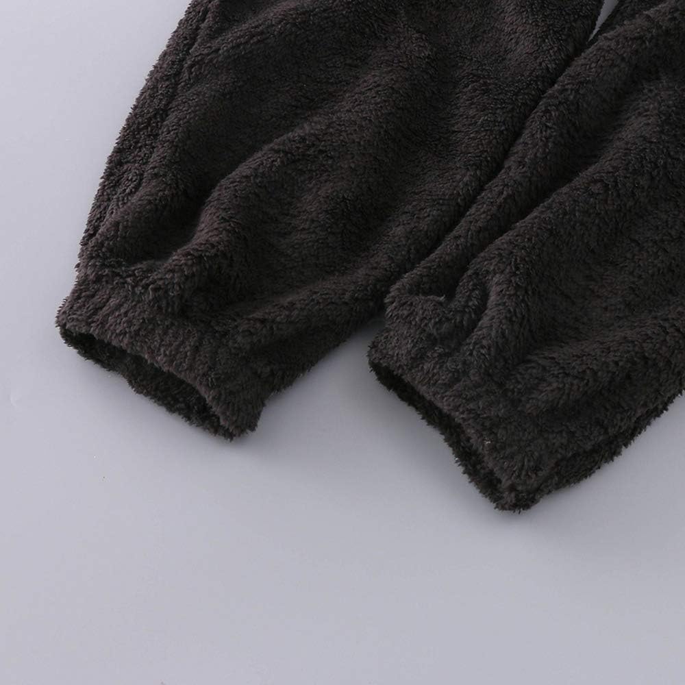 Womens Fleece Onesies Pajamas Jumpsuit Warm Sherpa Romper Sleepwear One Piece Zipper Hooded Playsuit Loungewear