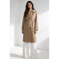 Trench coat, lined, lapel, double-breasted, with belt, front pockets, comfortable women's wear, elegant and versatile, suitable for any occasion, formal or casual, especially suitable for autumn, winter and spring.