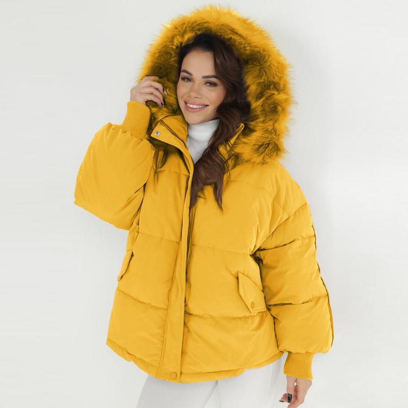 Women's Oversize Plush Hooded Zip-Up Thermal Cotton Coat,Fall & Winter Womenswear,Stylish Long Sleeve Flap Pocket Zipper Outerwear Jacketl