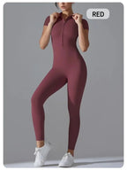 Women's Sexy Hip Lifting Fitness Jumpsuit, Tight Zipper Fitness Running Suit, Sports Pants Leggings Sport Women Fitness