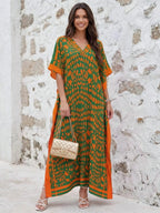 Women's Leopard Print Kaftan Robe – Loose-Fitting Beach Print Dress