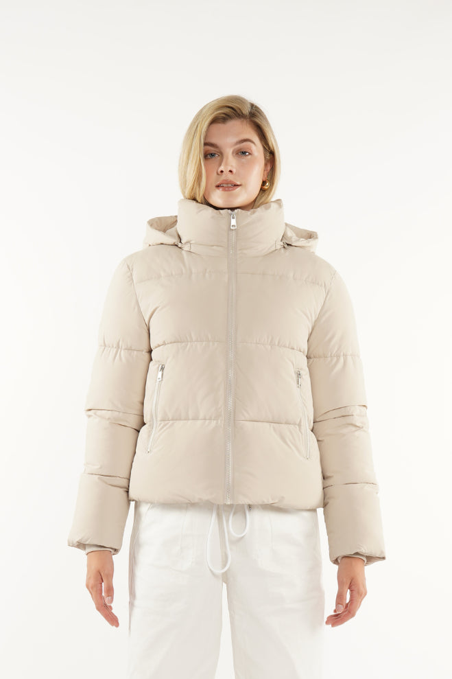Detachable hooded down jacket