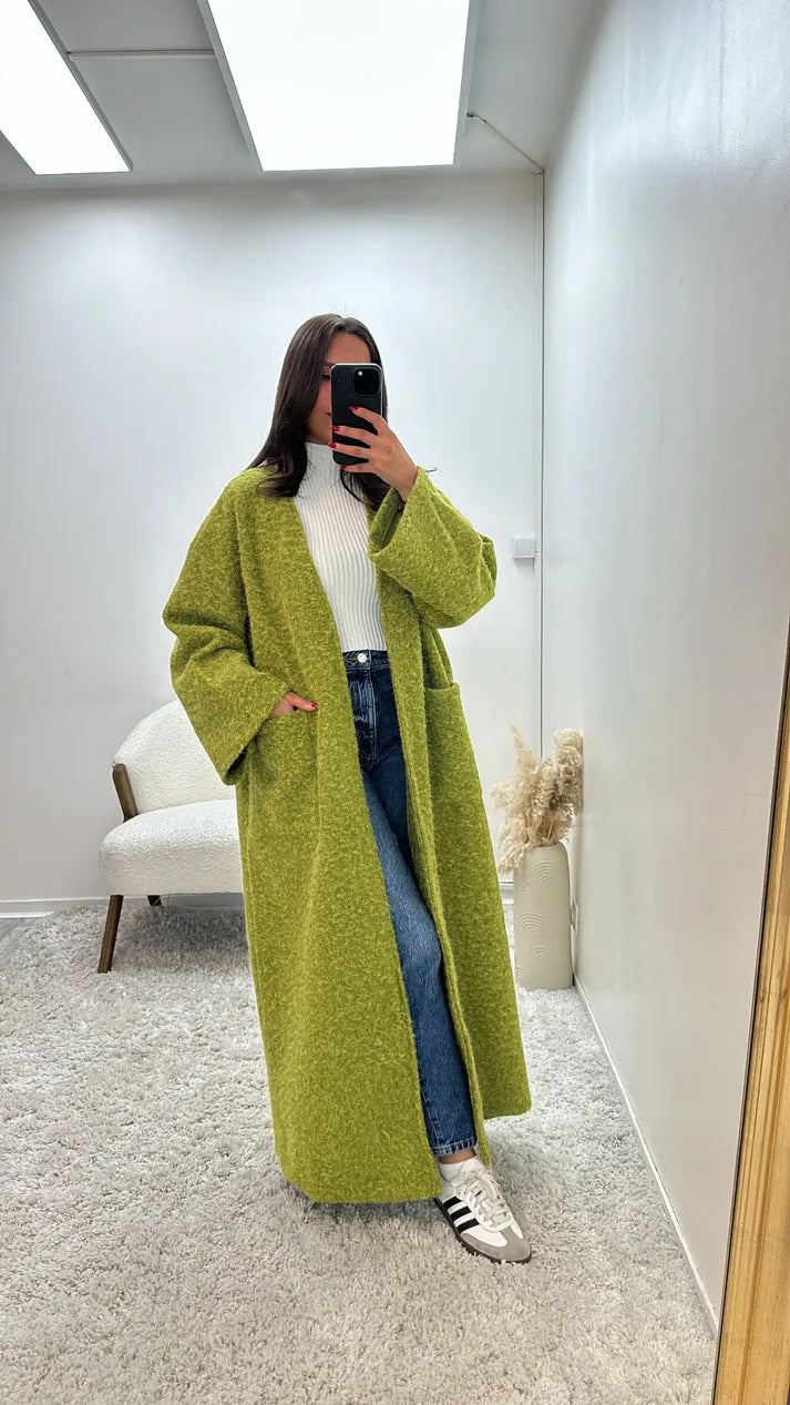 Oversized Coat Straight Fit with Two Pockets for Women