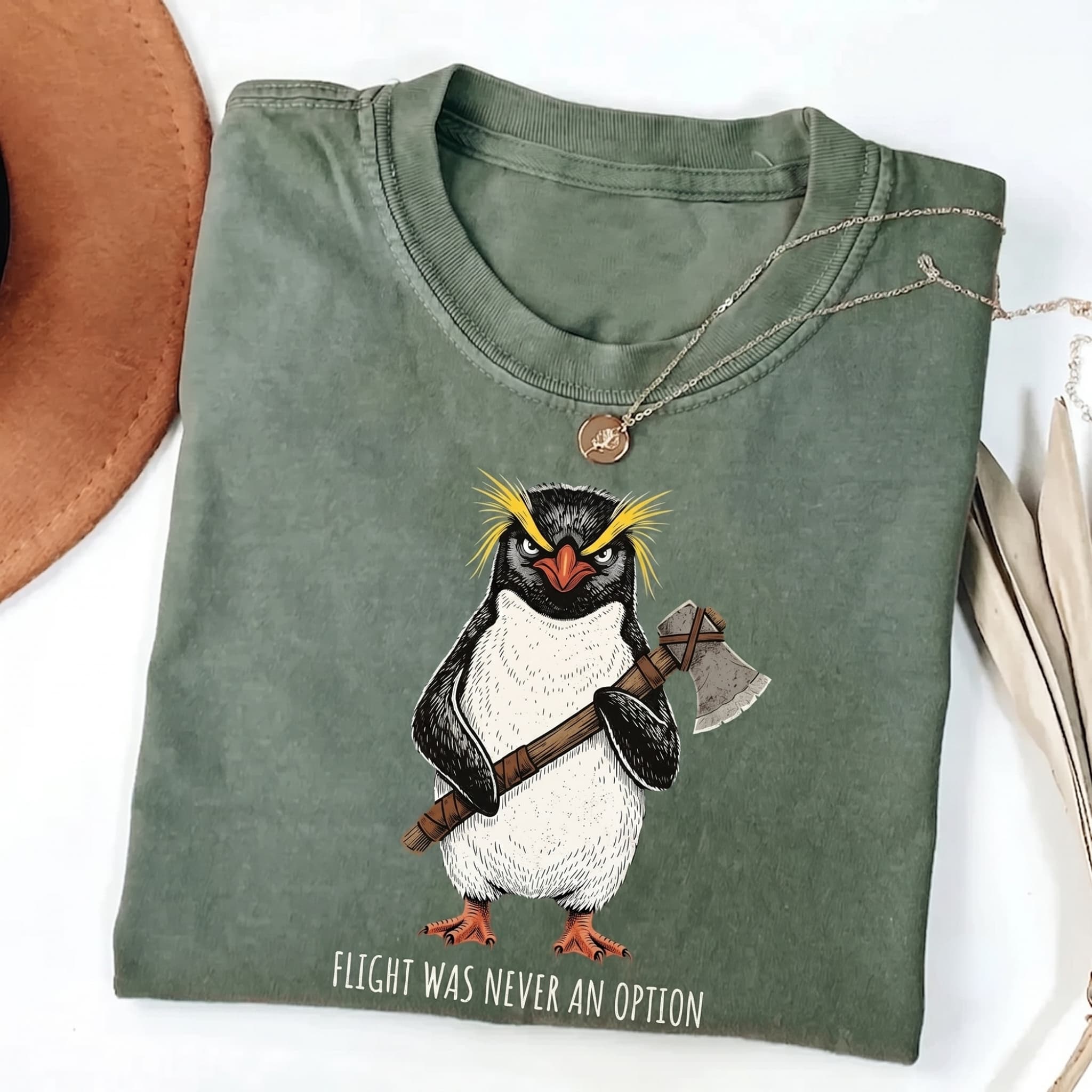 Flight Was Never an Option Comfort Penguin Meme T-shirt