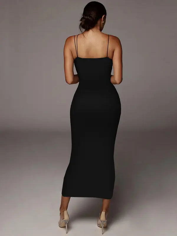 Women's All Over Leopard Print Asymmetrical Cami Dress, Elegant Sleeveless Spaghetti Strap Bodycon Dress for Party Club Night Out, Fashion Sundress, Ladies Summer Clothes, Midi Dress