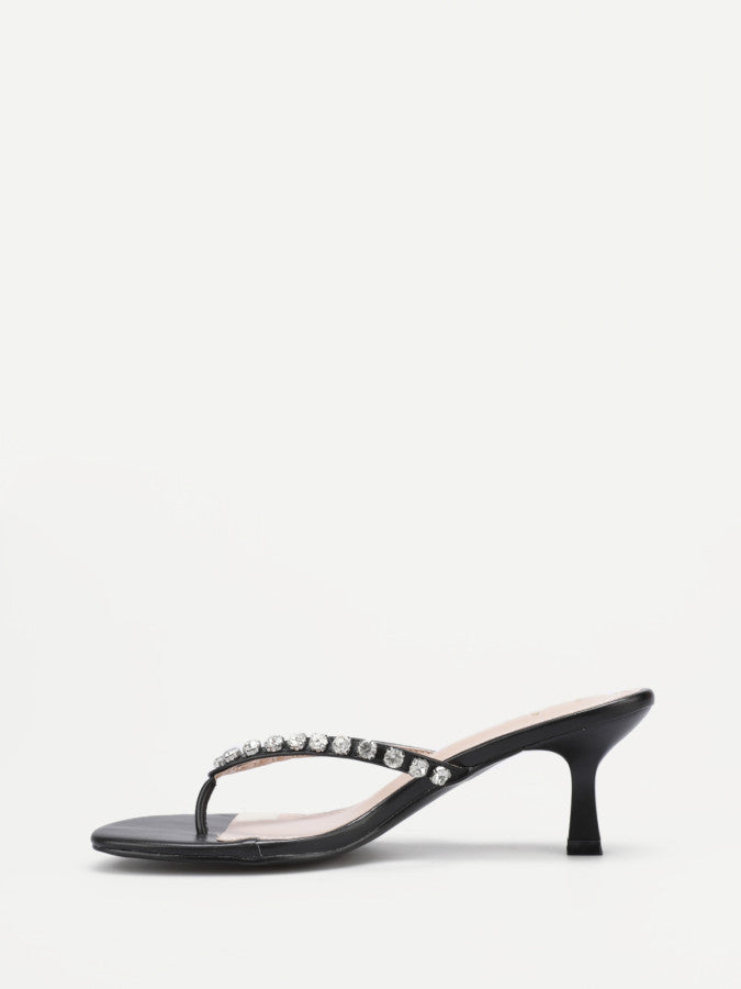 Tongs à strass et talon bobine