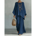 New women's set: loose-fitting shirt and wide-leg trousers