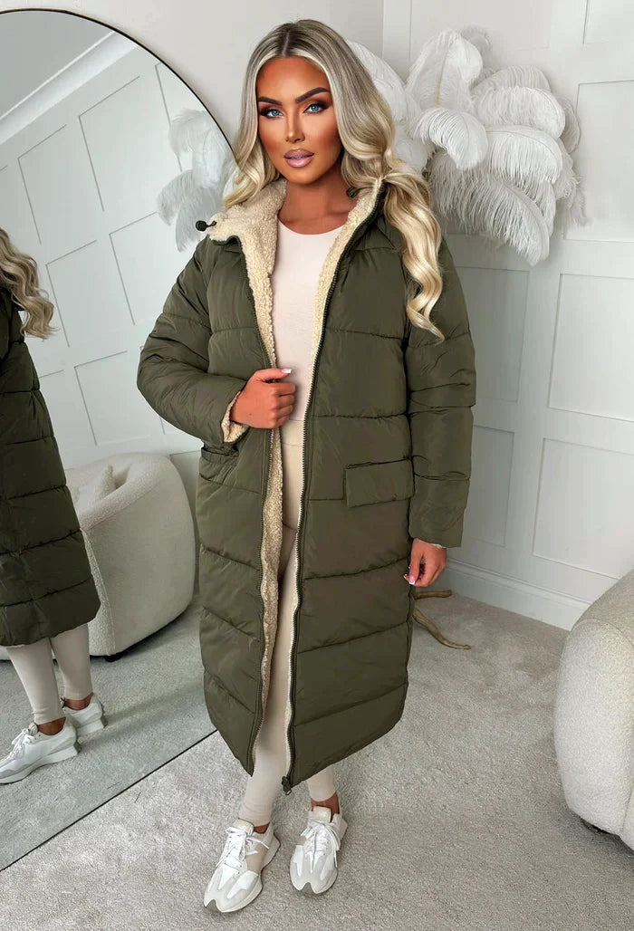 Double Trouble Black Reversible Borg Padded Puffer Coat