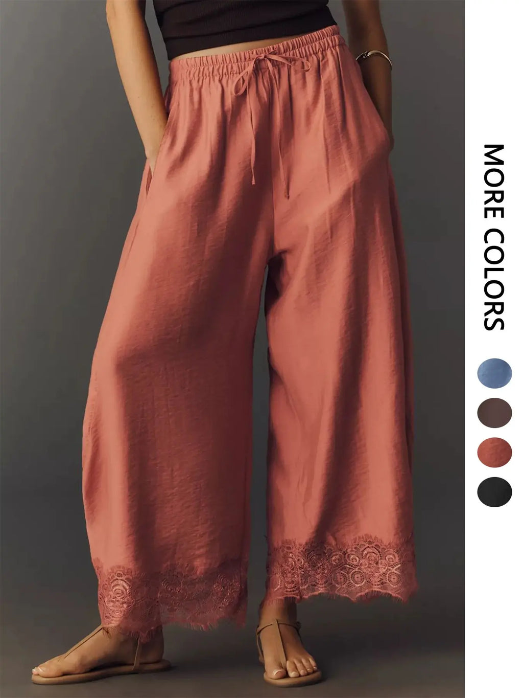 Women's Casual Pocket Elastic Waist Long Pants