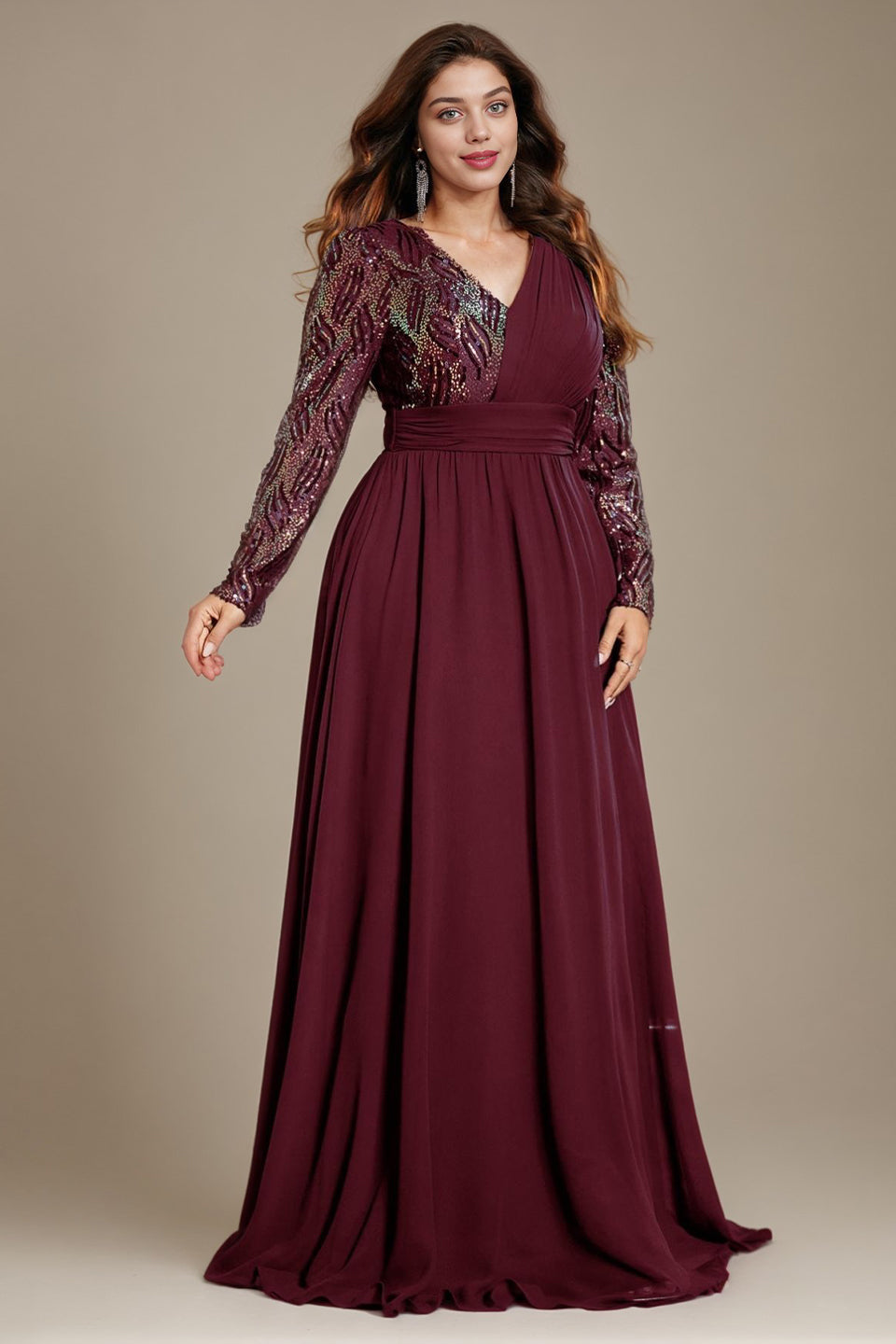 Curveins Plus Size V-Neck Sequin Bodycon Maxi Dress