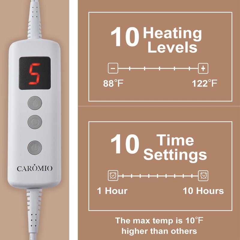 Heated Throw Blanket - Thick Tufted Sherpa Electric Blanket Throw with 10 Heating Levels and 10 Time Settings, ETL Certified Machine Washable Fast Heating Blanket Throw 50