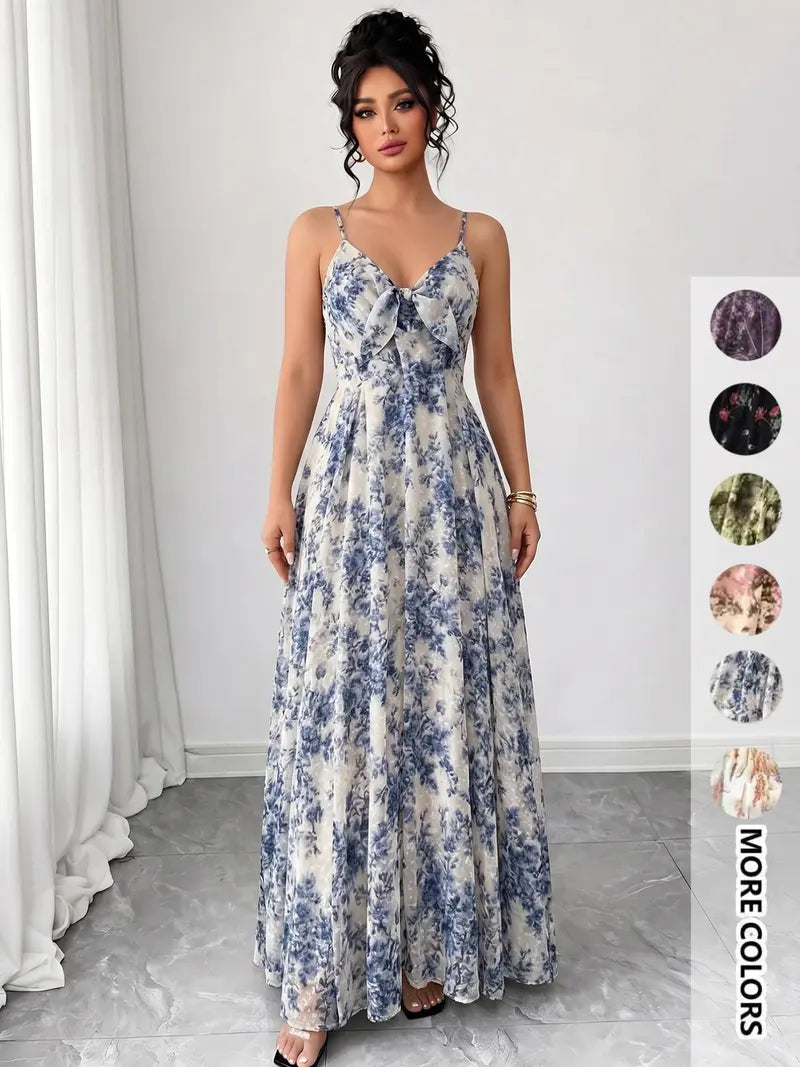 Women's floral print camisole dress, casual boho A-line dress for beach and vacation, women's summer dress