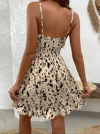 Women’s Fashion Floral Print Mini Dress with Adjustable Thin Straps, Stylish Summer for Casual Events