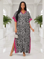 Women's Leopard Print Kaftan Robe – Loose-Fitting Beach Print Dress