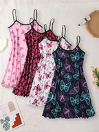 Women's All Over Print Cami Nightdress, Casual Soft Comfortable Spaghetti Strap Nightgown for All Seasons, Lady's Sleepwear for Indoor Wear, Breathable Sleep Dress