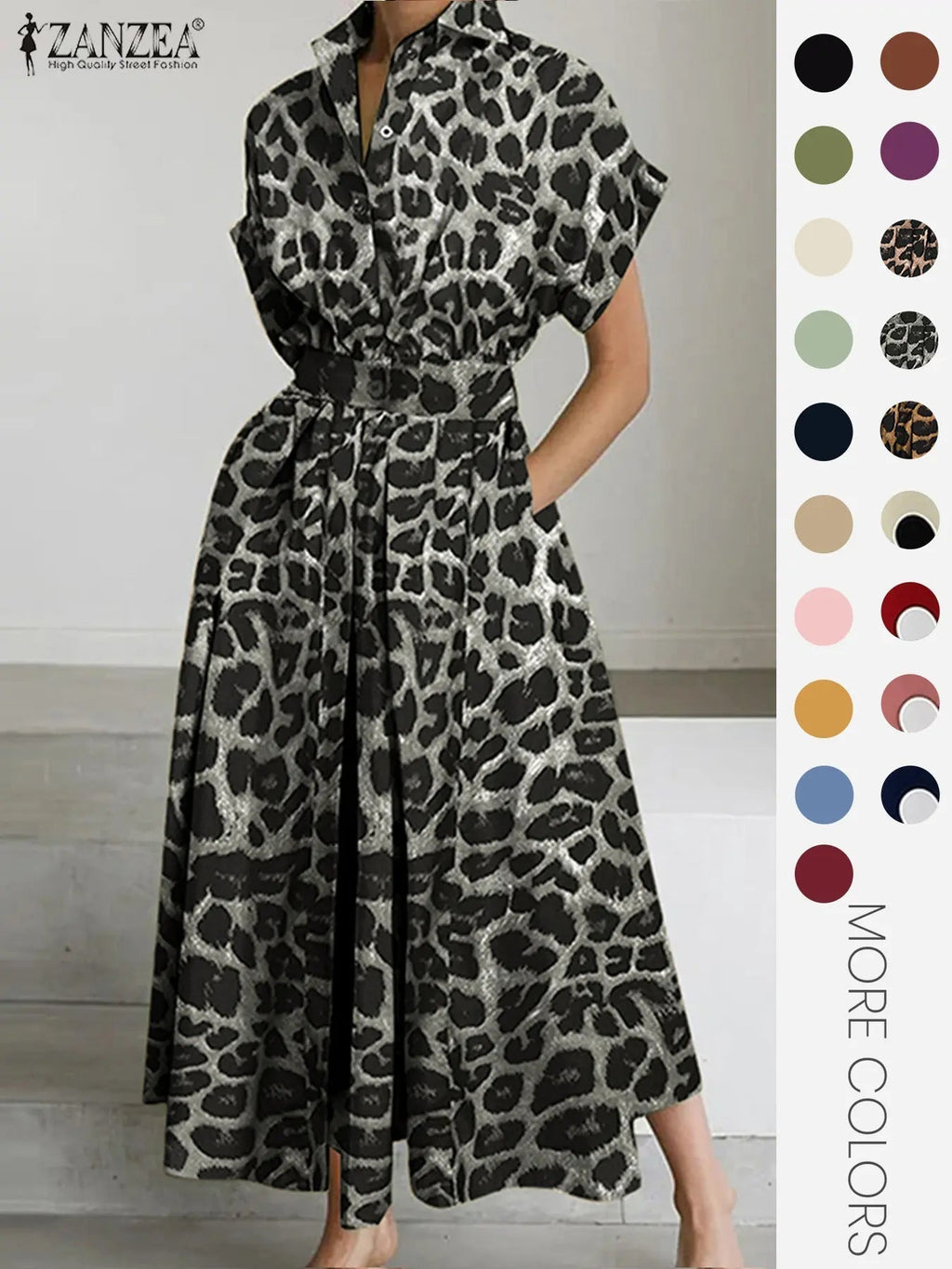 Women's Solid Color Collared Dress, Casual Short Sleeve  Dress for Summer, Ladies Clothes for Daily Wear
