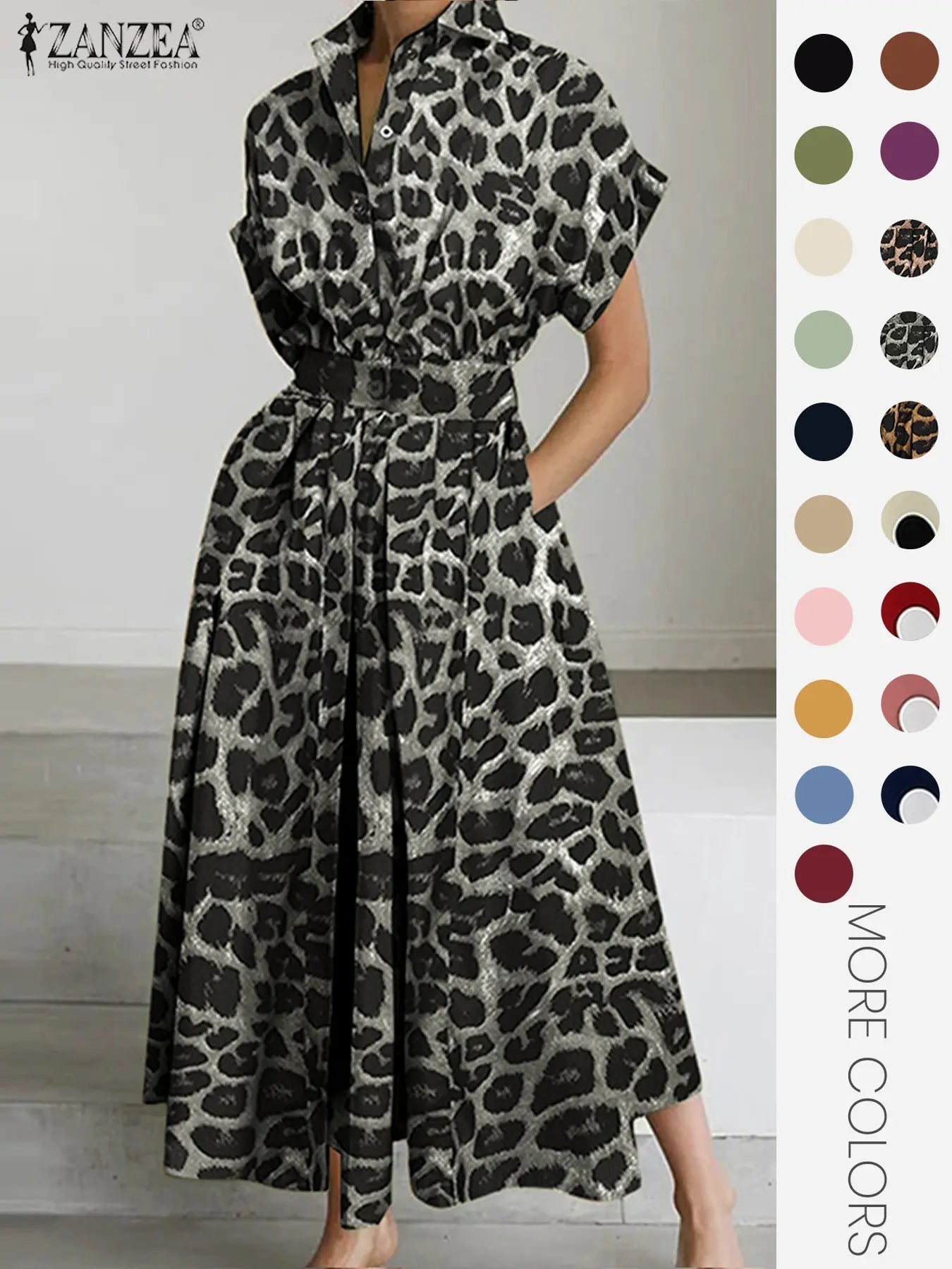 Women's Solid Color Collared Dress, Casual Short Sleeve  Dress for Summer, Ladies Clothes for Daily Wear