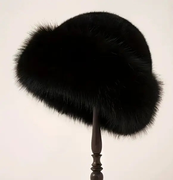 Elegant women's winter hat, thick and warm plush Mongolian hat with ear protection, elastic fit & soft faux fur trim, lightweight warmth for cold weather, outdoor activities.