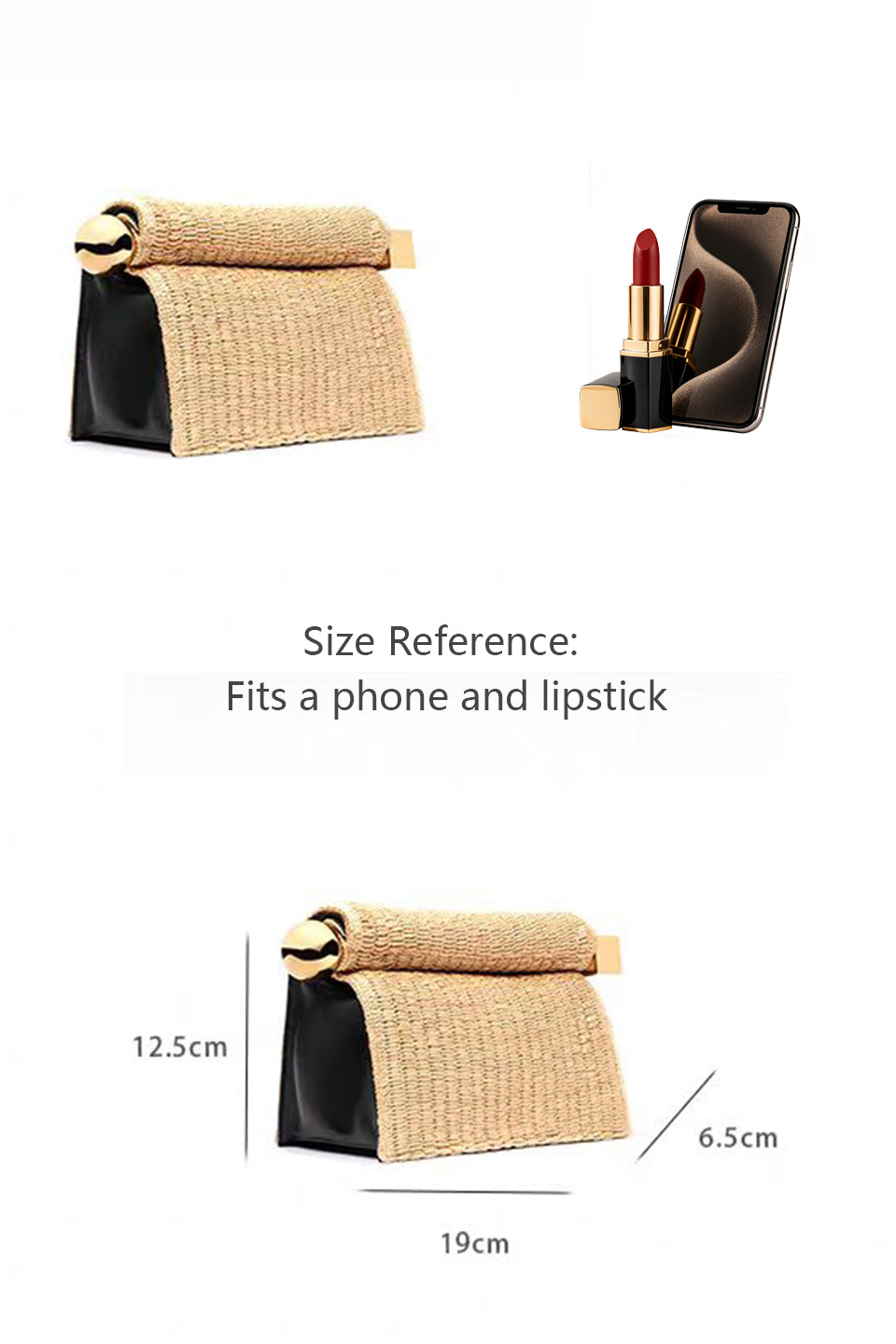 Curveinse Woven Straw Square Clutch Bag