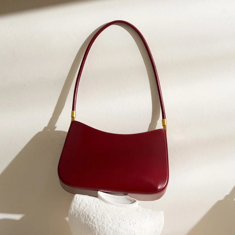 Red Leather Bag French Shoulder Handbag