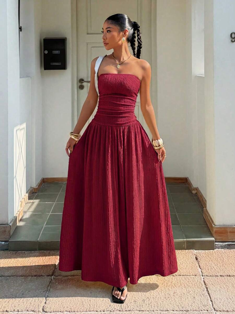 Women's Summer Elegant Strapless Maxi Dress