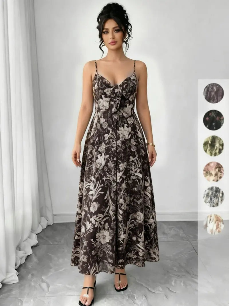 Women's floral print camisole dress, casual boho A-line dress for beach and vacation, women's summer dress