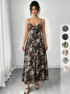Women's floral print camisole dress, casual boho A-line dress for beach and vacation, women's summer dress