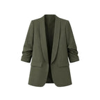 American-style pleated sleeve blazer | Women's clothing | Blazer | Pleated | Casual | Loose fit