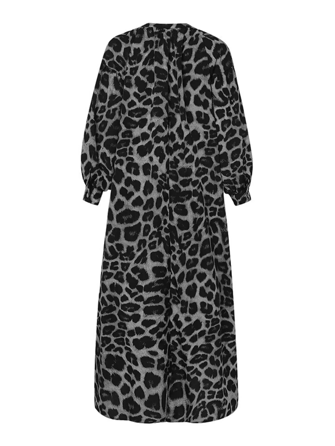 Women's Casual Boho All-Over Leopard Print Dress, Street Long Dress for Vacation Wear, Ladies Clothes for Daily Wear