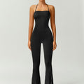 Women's Halter Neck Bodycon Flared Leg Jumpsuit – Stylish & Comfortable for Fitness & Fashion,Stylish & Comfortable Athleisure Outfit, Butt Lifting, High Waist Workout Gym Clothing Stretchable Activewear,jumpsuit women