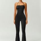 Women's Halter Neck Bodycon Flared Leg Jumpsuit – Stylish & Comfortable for Fitness & Fashion,Stylish & Comfortable Athleisure Outfit, Butt Lifting, High Waist Workout Gym Clothing Stretchable Activewear,jumpsuit women