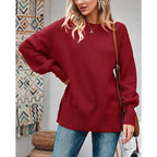 Womens Oversized Tunic Sweaters Fall Slouchy Long Sleeve Ribbed Knit Side Slit Pullover Jumper
