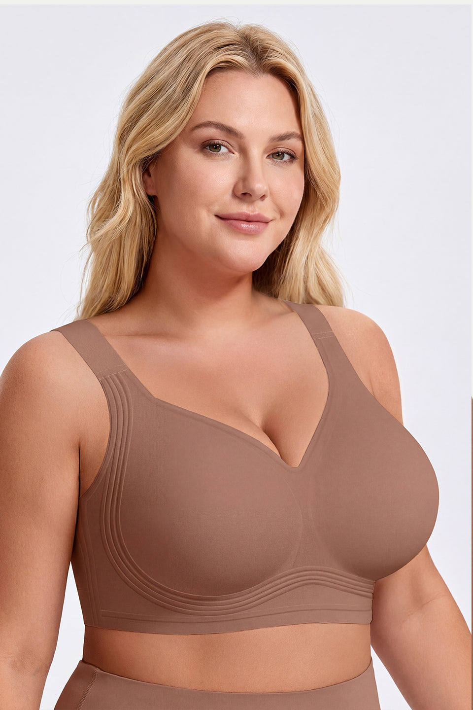 Curveins Plus Size Padded Wireless Full Coverage Comfortable Bra for Big Chest