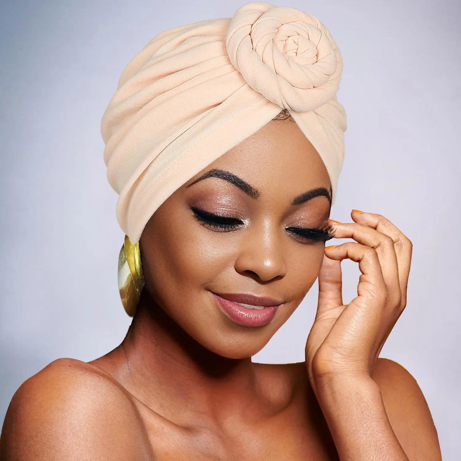 Women's Elegant Solid Color Flower Decor Turban Hat, Casual Trendy Head Wrap, Fashionable Clothes Accessories for Daily Use