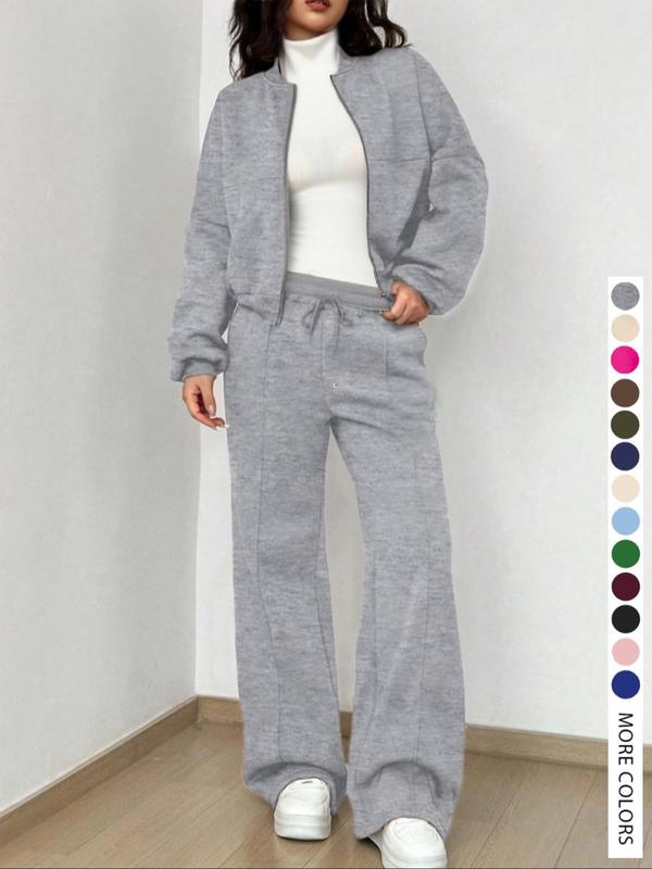 Women's Casual Striped Long Sleeve Zipper Jacket and Pants Set, Airport Wear, Fitted Natural Waist, Regular Length, All Seasons