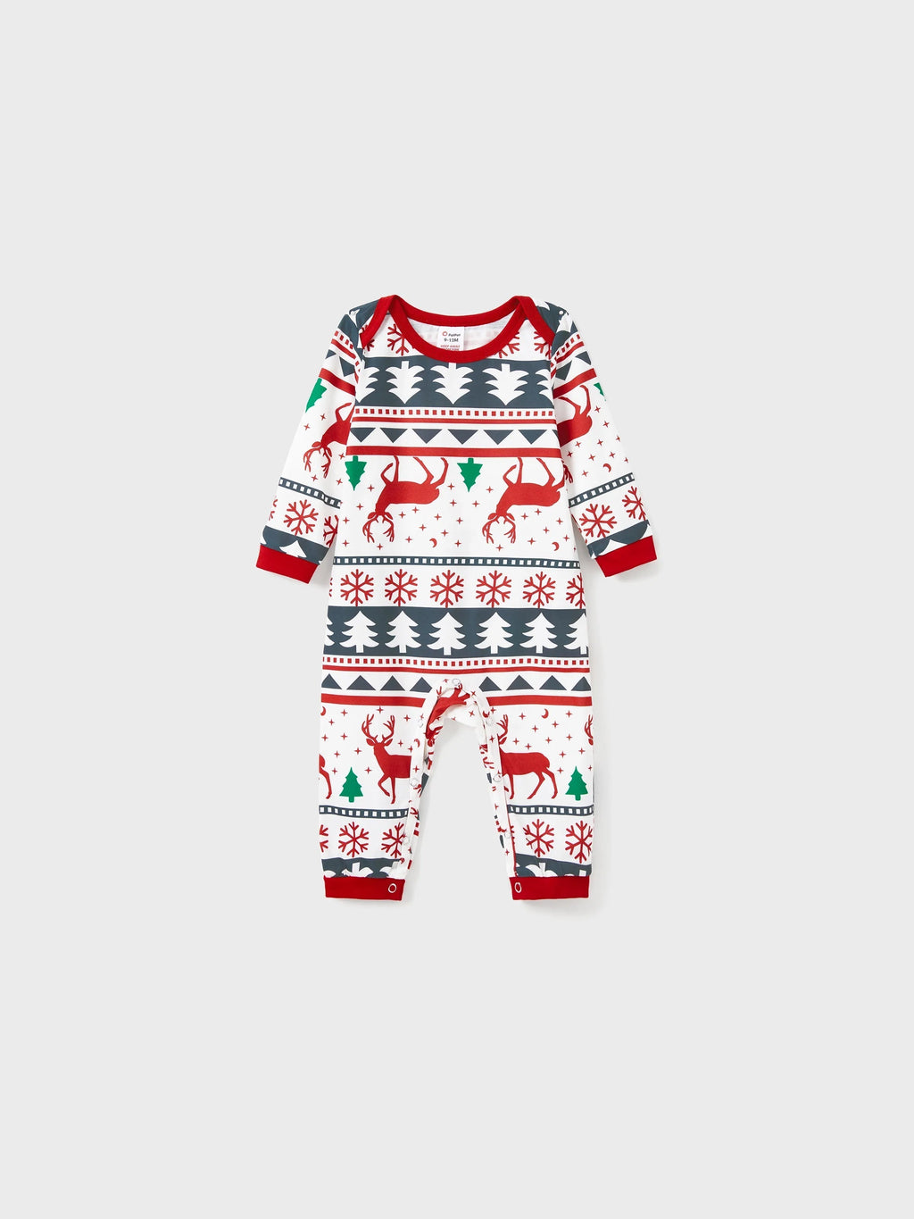 Family Christmas Pajamas All Over Reindeer Print Long-sleeve with Christmas Socks (SGS Certied Safety) Red+White