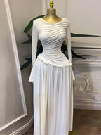 Women's Long Sleeve O-Neck Big Swing Maxi Dress