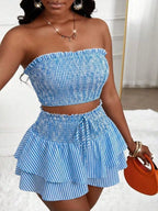 Women's cropped vest and mini skirt set