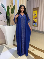Women's Islamic Clothing Rhinestone Loose Boubou Kaftan Dress