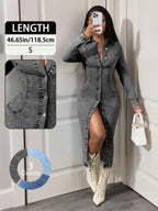 Slim-Fitting Long Sleeve Denim Dress