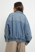 Denim Oversized Bomber Jacket