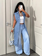 Women's Sleeveless Denim Jacket Jean Vest