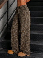 Women's Leopard Print Wide-Leg Oversized Pants