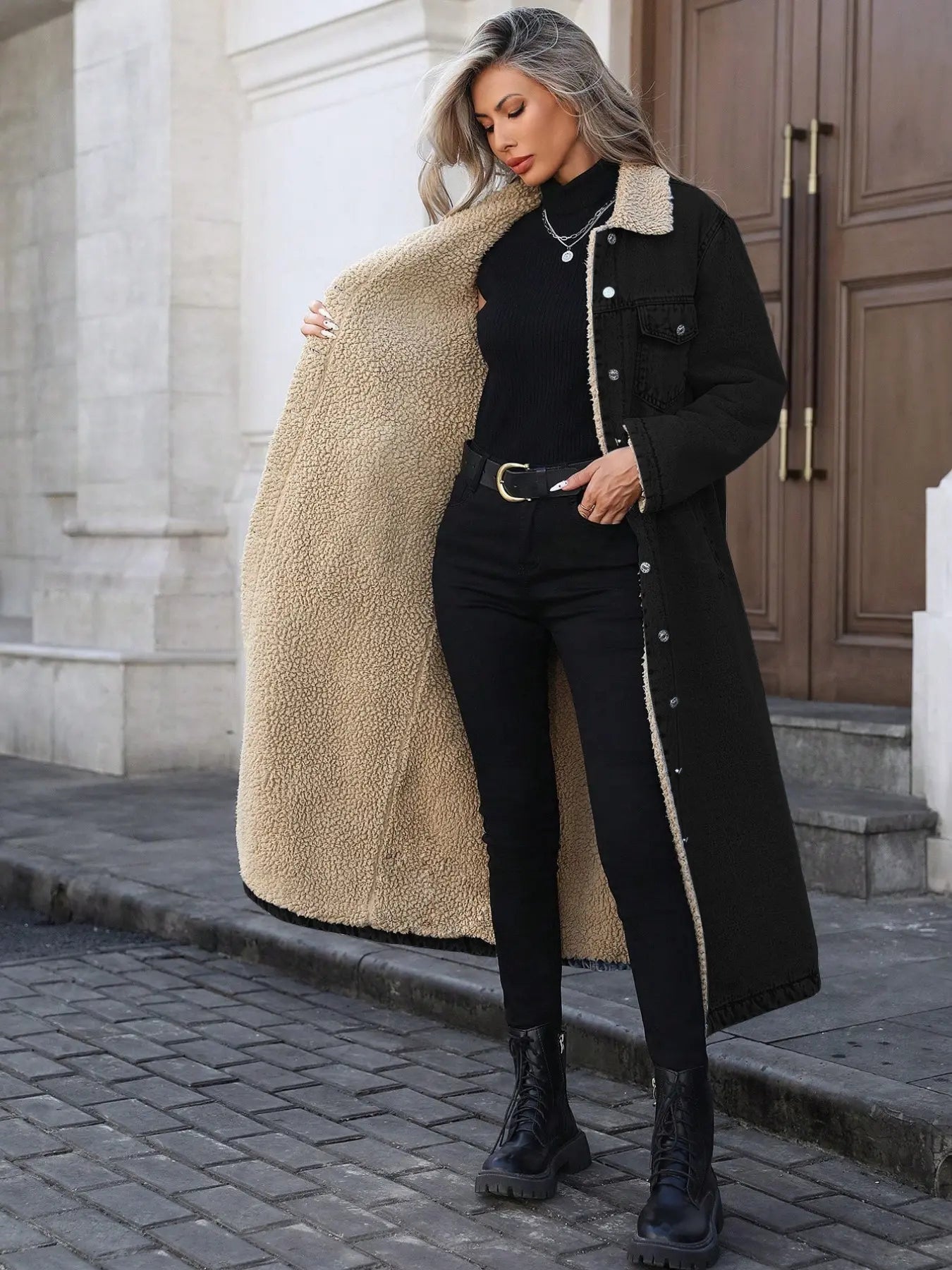 Women's Fall Winter Basic Chic Fashion Long Denim Jacket