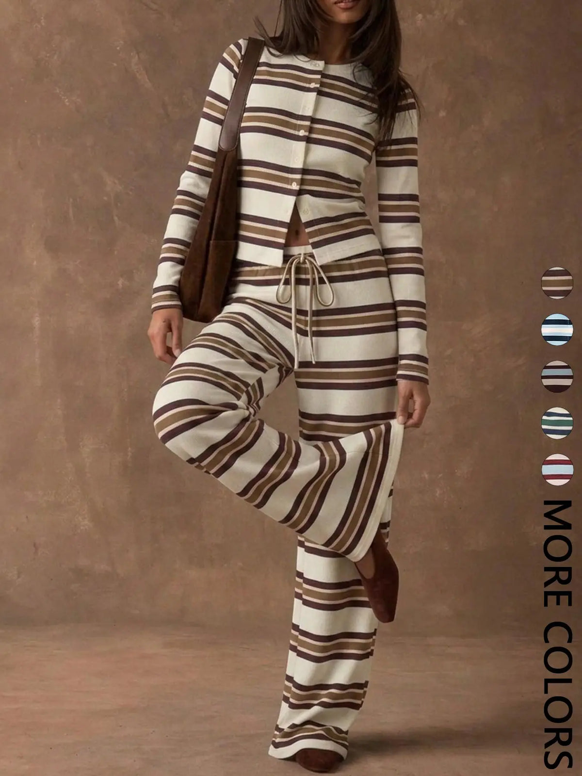 Women's Striped Knit Two-Piece Set