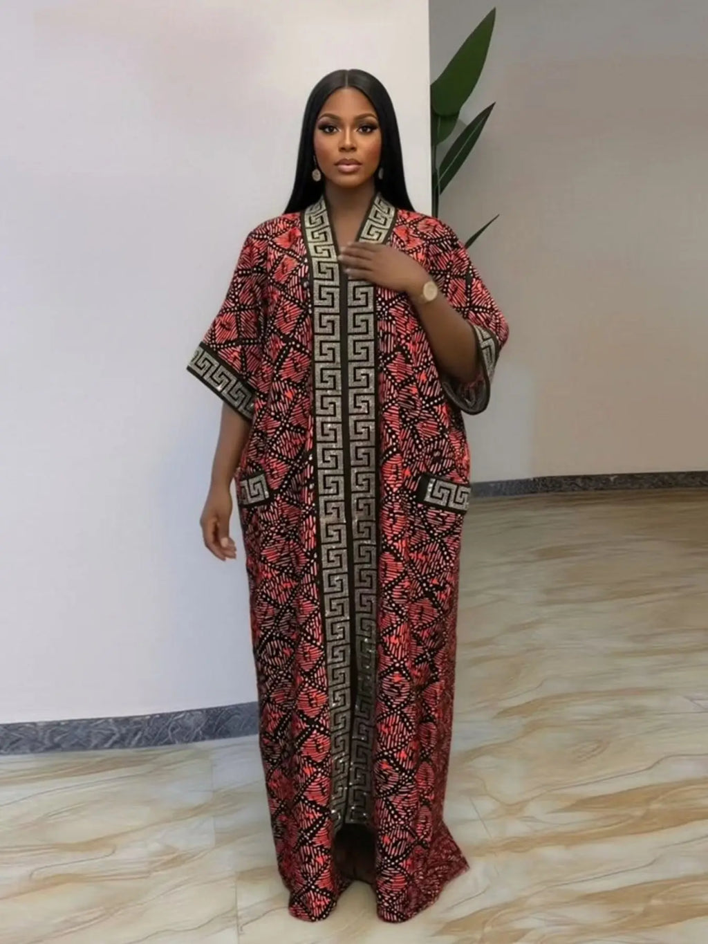 Plus Size African-Style Kaftan Dress for Women