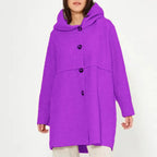 Women's autumn/winter hooded button-up coat, stylish and versatile, suitable for various occasions.