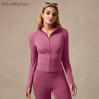 Women's Full Zip Long Sleeved Sports Jacket Slim Fit Quick Dry Stretch Fabric with Thumb Holes for Running Yoga Gym Workout Outfits Activewear