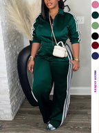 Women's Tracksuit Set, Casual Long Sleeve Zip Up Jacket & Pants Set for Spring & Fall, Women's Clothes for Daily Wear